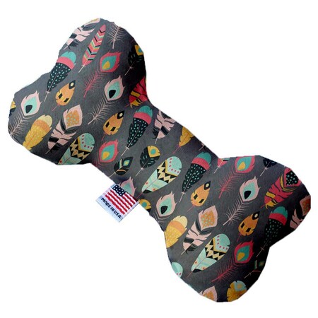 Mirage Pet Products Gray Feathers Wanderlust Canvas Bone Dog Toy 8 in. 1200-CTYBN8